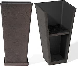 LA JOLIE MUSE 30 inch Tall Planters Set of 2,Indoor/Outdoor Rectanglar Large Planters,V Shaped Taper Planters for Front Door.