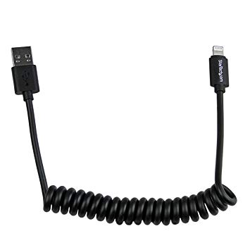 StarTech.com USBCLT60CMB 2-Feet Coiled Apple 8-Pin Lightning to USB Cable for iPhone iPod iPad 3/4, Black