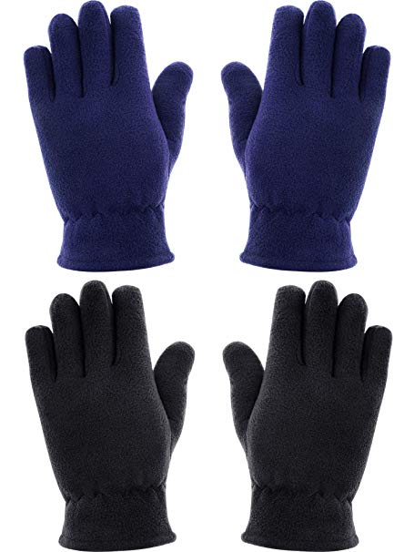 SATINIOR 2 Pairs Kids Gloves Boys Girls Fleece Gloves Full Fingers Warm Gloves for Winter Outdoors Activities Supplies