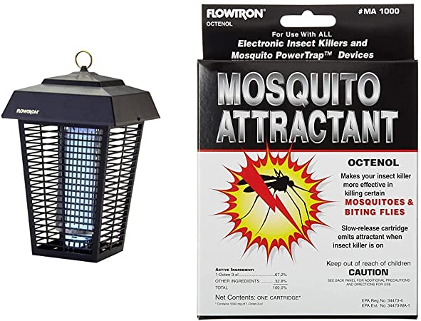 Flowtron BK-80D 80-Watt Electronic Insect Killer, 1-1/2 Acre Coverage & MA-1000 Octenol Mosquito Attractant Cartridge