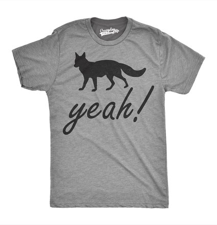 Mens Fox Yeah! Funny Wild Animal Hilarious T shirt (Grey)