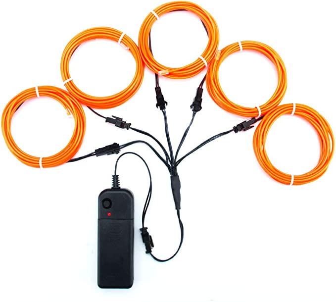 ZITRADES EL Wire Kit 5 by 1M, Portable Neon Lights for Parties, Electric Forest, Burning Man, Halloween, Blacklight Run, DIY Decoration, Christmas(Orange)