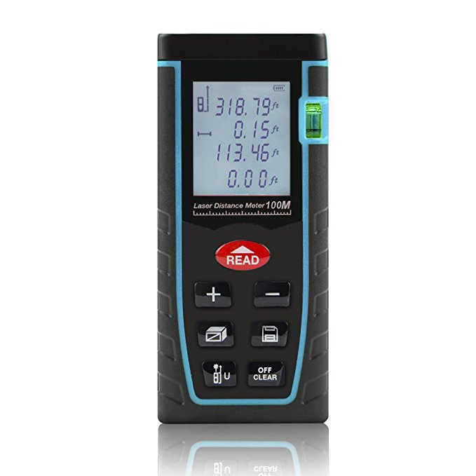 Shentec Laser Distance Measure, 328ft Handheld Digital Measure Device with Pythagorean Mode, Area & Volume Calculation Laser Tape Measure Rangefinder (2xAAA batteries included)