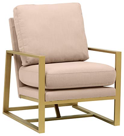 Rivet Charlotte Modern Brass Accent Chair, Dusty Rose