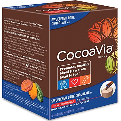 CocoaVia Sweetened Dark Chocolate, 30 Count