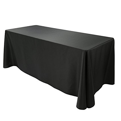 E-TEX 90x132-Inch Polyester Oblong Tablecloth Fit for 6Ft. Rectangular Table Black