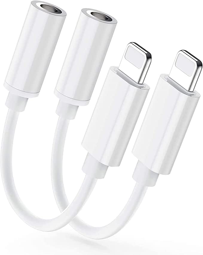 [Apple MFi Certified] iPhone 3.5mm Headphones Adapter, Lightning to 3.5 mm Headphone/Earphone Jack Converter Audio Aux Adapter Dongle Compatible with iPhone 14 13 12 11 Pro Max XS XR X 8 7 [2 Pack]