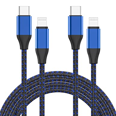 USB C to Lightning Cable, 2 Pack 10FT iPhone Charger Cable 20W MFi Certified (S-06BK) Sync Nylon Braided Type C to Charging Cord Compatible for iPhone 13/12/12Pro/12ProMax/11/11Pro MAX/XS and More