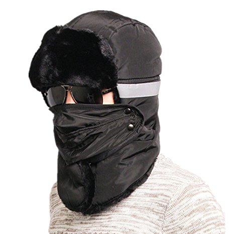 RACHAPE Winter Trooper Hunting Hat Ushanka Ear Flap Chin Strap and Windproof Mask