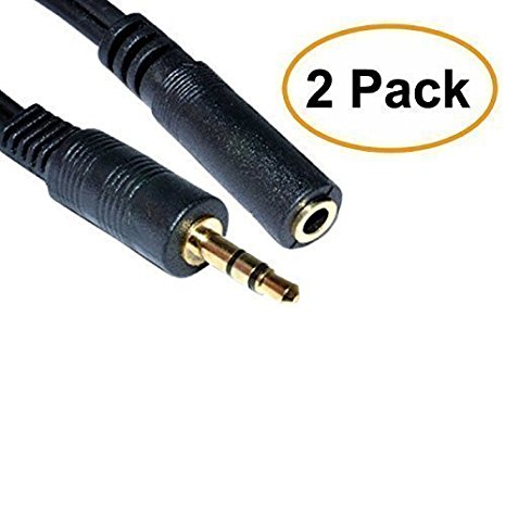 ACLgiants 25-Feet 3.5mm Stereo Male to Female Extension Cable Gold Plated Connector, 2 Pack