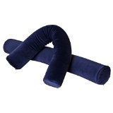 FY-Living Memory Foam Twist Neck Roll Pillow Shape Bendable Cervical Pillow Roll Velvet Cover Navy Blue 1-Pack