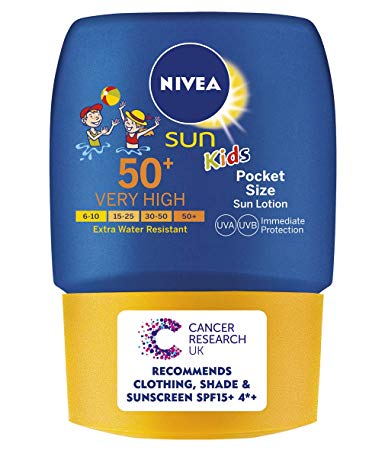 NIVEA SUN Kids Pocket Size Sun Lotion SPF 30 (50ml), Travel Size Suncream with SPF30, Children's Sunscreen for Immediate Protection from Sun Exposure