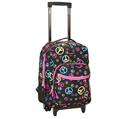 Rockland Luggage 17 Inch Rolling Backpack, MULTI PEACE