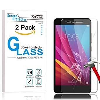 Honor 5X Screen Protector - KATIN [2-Pack] HUAWEI Honor 5X 5.5" Premium Tempered Glass Crystal Clear , Bubble Free , 9H Hardness with Lifetime Replacement Warrant