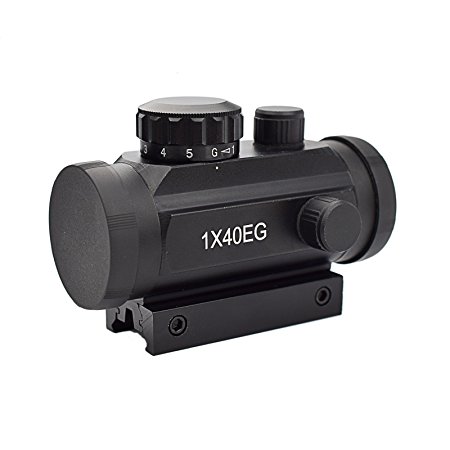 Twod Red Green Dot Sight 1x30mm/1x40mm Rifle scope with 20mm Picatinny Weaver Mount Illuminated Reticle For Hunting