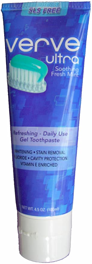 Verve Ultra SLS-Free Toothpaste with Fluoride, 4.5 oz. (Pack of 4)