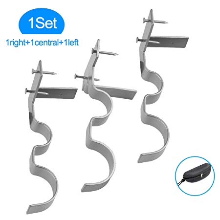Yoaokiy Curtain Rod Holders, 3Pcs, Double Curtain Rod Brackets Tap Right Into Window Frame(Silver)