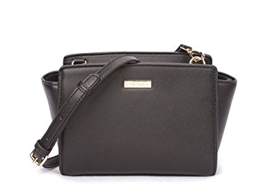 Korvara Mini Saffiano Crossbody Satchel - Premium Vegan Saffiano Leather Handbag with Top Zip