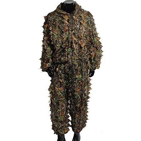 OUTERDO 3D Leafy Ghillie Suit Woodland Camo Camouflage Clothing jungle Hunting Free Size