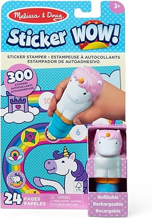 Melissa & Doug Sticker Wow!™ 24-Page Activity Pad and Sticker Stamper, 300 Stickers, Arts and Crafts Fidget Toy Collectible Character – Unicorn Creative Play Travel Toy for Girls and Boys 3