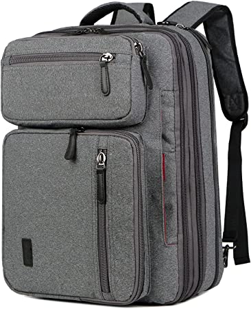 Convertible Laptop Backpack Briefcase Hybrid 15.6 Inch Laptop Travel Backpack Hiking College Rucksack BC-04 (Light Grey)