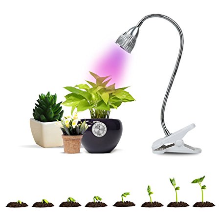 LED Plant Grow Light SiFree Indoor Garden Clip Lamp Clamp 360 Degree Flexible Neck for Hydroponic Greenhouse (5W)