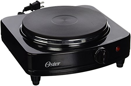 Oster CKSTSB100-B-2NP Solid Single Burner with Adjustable Temperature Control, Black