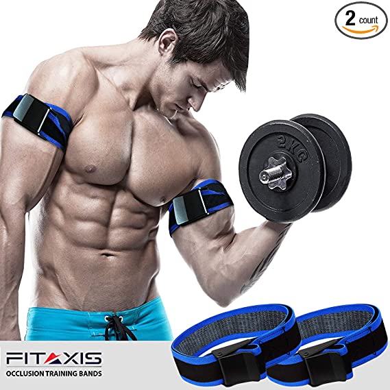 FITAXIS Occlusion Training Bands Blood Flow Restriction Training Bands Fitness [2 PCS] Grow Muscle Without Lifting Heavy Weights - Strong Elastic Strap Quick-Release Cam Buckle 30"