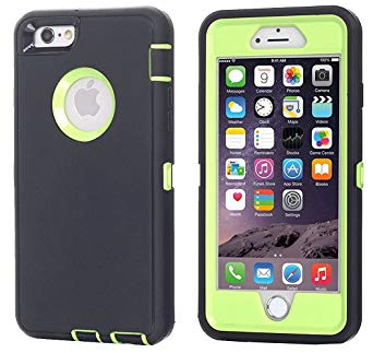 iPhone 6 Case, iPhone 6S Case [Heavy Duty] AICase Built-in Screen Protector Tough 3 in 1 Rugged Shockproof Cover for Apple iPhone 6/6S (Black/Green)