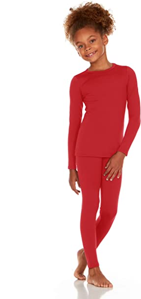 Thermajane Girl's Ultra Soft Thermal Underwear Long Johns Set with Fleece Lined