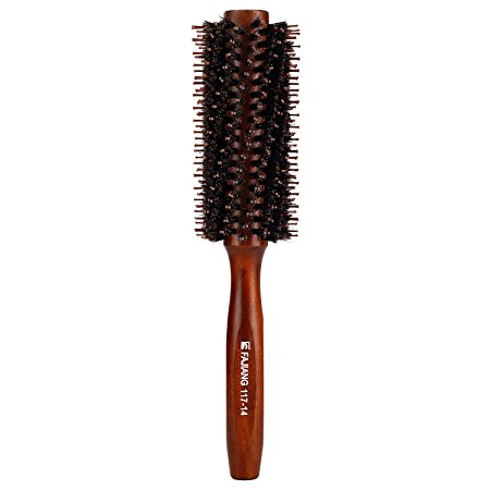 Mokale Natural Boar Bristle Round Comb Hair Brush with Ergonomic Natural Wood Handle,2.2 Inch,Styling Essentials for Hair Drying, Styling, Curling