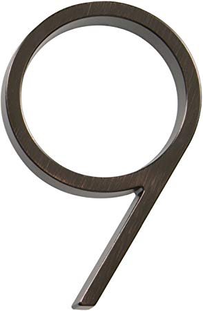 Distinctions by Hillman 843229 5-Inch Die Cast Floating/Flush Mount House Number, Aged Bronze, Number 9