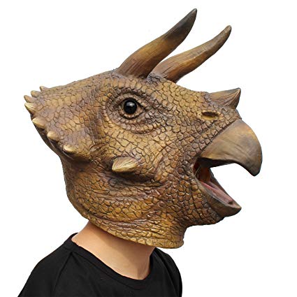 PartyHop - Triceratops Mask - Halloween Latex Animal Head T-Rex Jurassic Dinosaur Mask