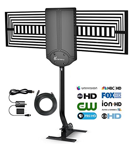 Outdoor HDTV Antenna, Vansky Digital TV Antenna 150 Mile Range w/ Adjustable Antenna Pole Mount, 360 Degree Omni-Directional Reception, Amplified HD Antenna for FM/VHF/UHF, 33FT Coax Cable
