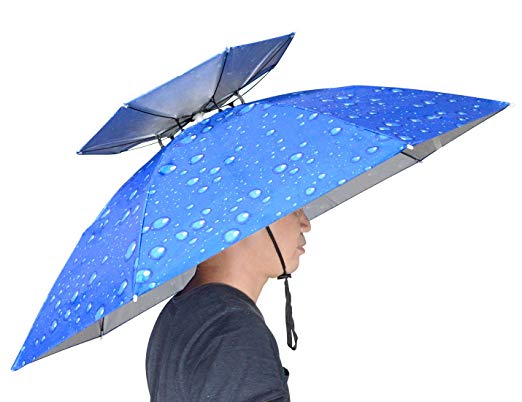 NEW-Vi 37.4'' Diameter Double Layer Folding Compact UV Wind Protection Umbrella Hat for Fishing Gardening Outdoor