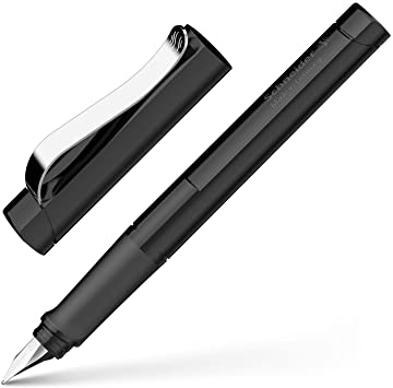 Schneider Base Uni Fountain Pen, Medium Tip, Blue Ink, Black Barrel, 1 Each (160201)