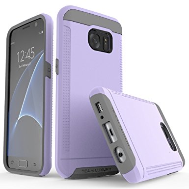 Galaxy S7 Case, TEAM LUXURY Ultra Defender TPU   PC Shock Absorbent Slim-fit Premium Protective Case for Samsung Galaxy S7 - Lavender/ Gray