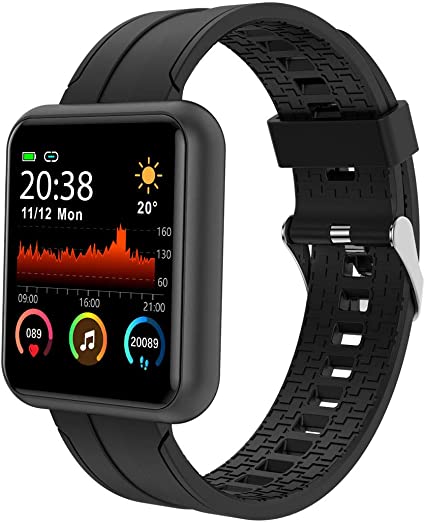 Smart Watch, Hongmed Fitness Watch with Blood Pressure Oxygen Monitor for Android Phones and iPhone Compatible, with Music Storage and Playback, IP67 Waterproof Activity Tracker for Men Women Black