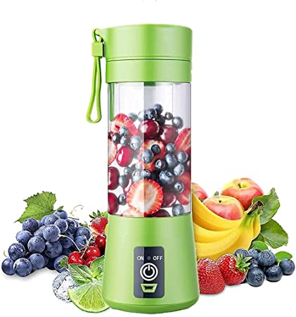 Farberware Portable Blender, Personal Size Electric Rechargeable USB Juicer Cup, Fruit Mixer Jar Machine with 6 Blades for Home and Travel (380 ml, Multi-colour) (Multi-Colour)