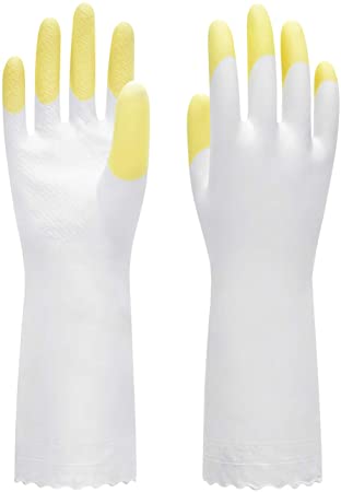 Pacific PPE Cleaning Glove Reusable Household Dishwashing Gloves-Latex Free Waterproof PVC Gloves for Kitchen,Gardening Gloves Unlined(Yellow,L)