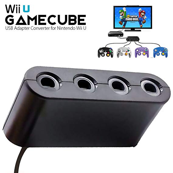 BRHE Gamecube Controller Adapter for Nintendo Switch/Wii U/PC USB, NGC Controller Connection Tap Converter for Wii U Super Smash Bros, Switch, MAC OS PC Windows with 4 Ports No Need Driver