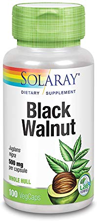 Solaray Black Walnut 500 mg | Whole Hull | Healthy Digestive & Intestinal Wellness Support | Non-GMO, Vegan & Lab Verified | 100 VegCaps