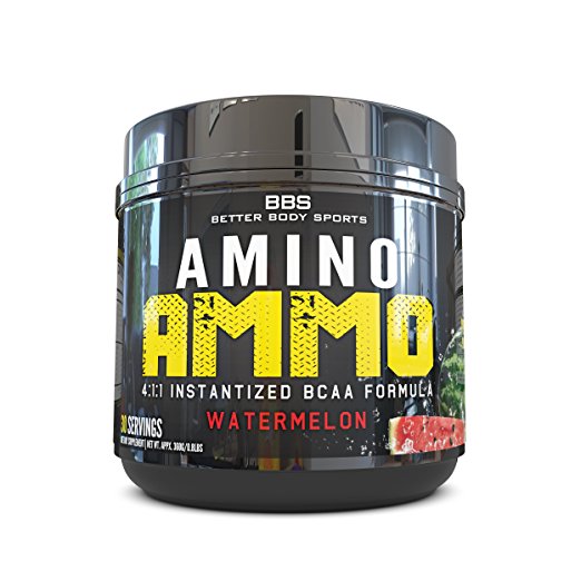 Amino Ammo Branch Chain Amino Acid Recovery Supplement! Powder BCAA In A Great Tasting Watermelon Flavor! Contains 4:1:1 Ratio of Leucine, Isoleucine, & Valine! Trusted by Fitness Experts!