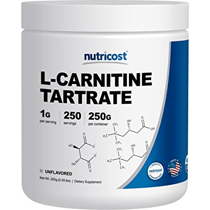 Nutricost L-Carnitine Tartrate Powder (250 Grams) - 1 Gram per Serving, 250 Servings