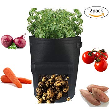 Casolly Potato Grow Bags for Garden Planting with Sturdy Handles and Convenient Strap (15 Gallon, 2 Pack)