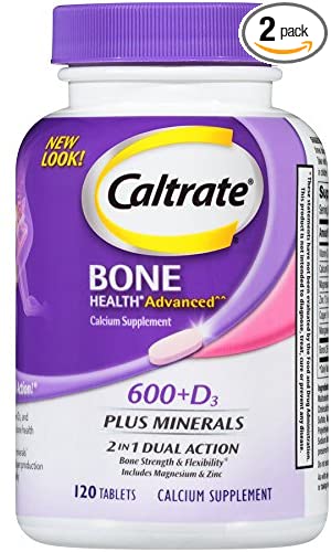 Caltrate Calcium & Vitamin D3 Supplement 600 D3 Plus Minerals Tablet, 600 mg (120 Count) (Pack of 2)