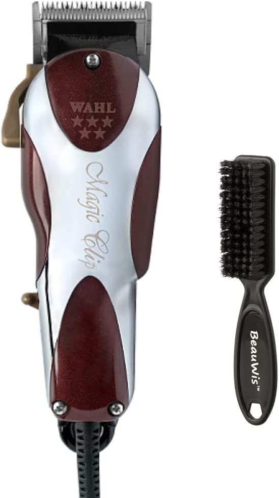 WAHL Professional 5 Star Magic Clip Precision Fade Clipper with Zero Overlap Blades, Variable Taper Lever, and Texture Settings for Professional Barbers and Stylists, Bundled with BeauWis Blade Brush