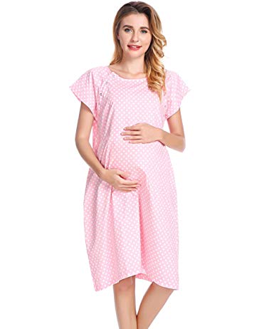 Maternity Gown - 100% Cotton - Soft Hospital Dress for Mothers
