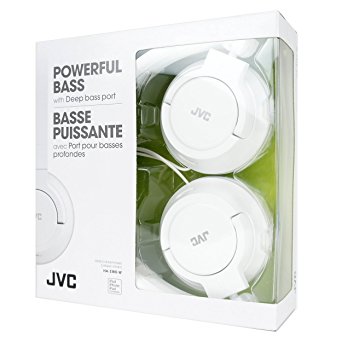 JVC Over On Ear Best Stereo Extra Bass Portable Headphones Headset for Computer / PC / Tablet / Apple iPhone iPod / Samsung Galaxy / mp3 Player / 3.5mm Jack Plug Cell Phone (White)