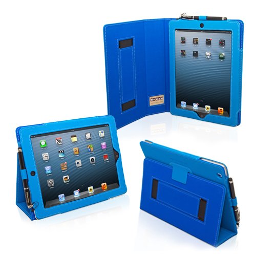 Snugg iPad 3 & 4 Case - Smart Cover with Flip Stand & Lifetime Guarantee (Electric Blue Leather) for Apple iPad 3 and 4